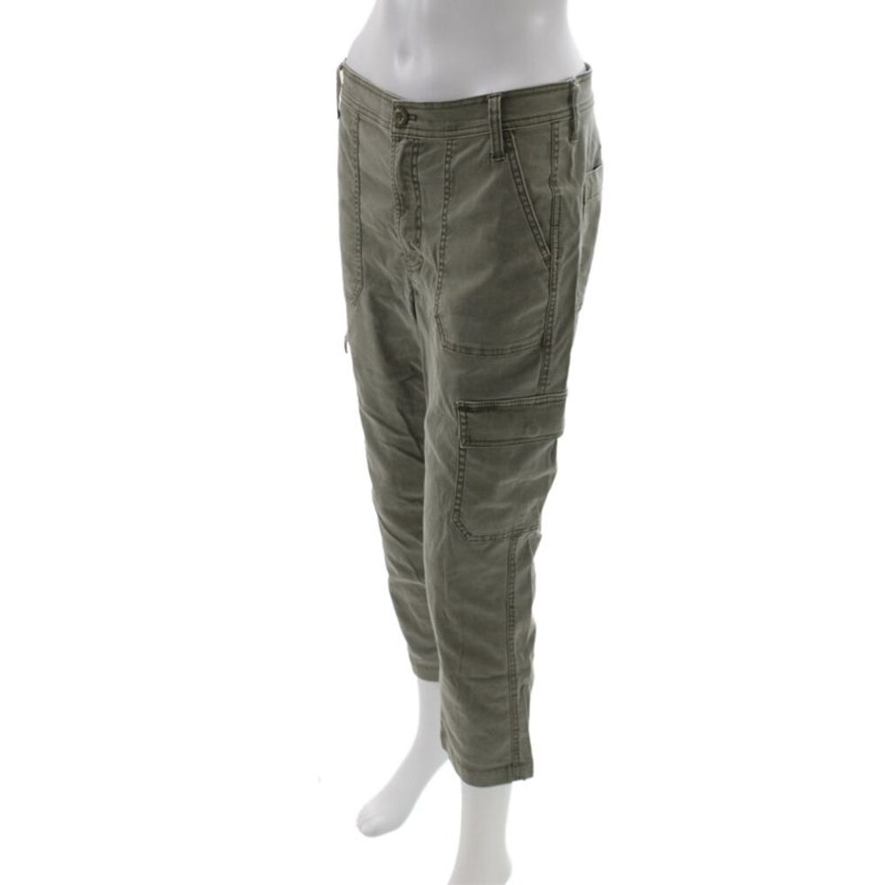 Hudson Women Cargo Pants Green Military Petite Size S